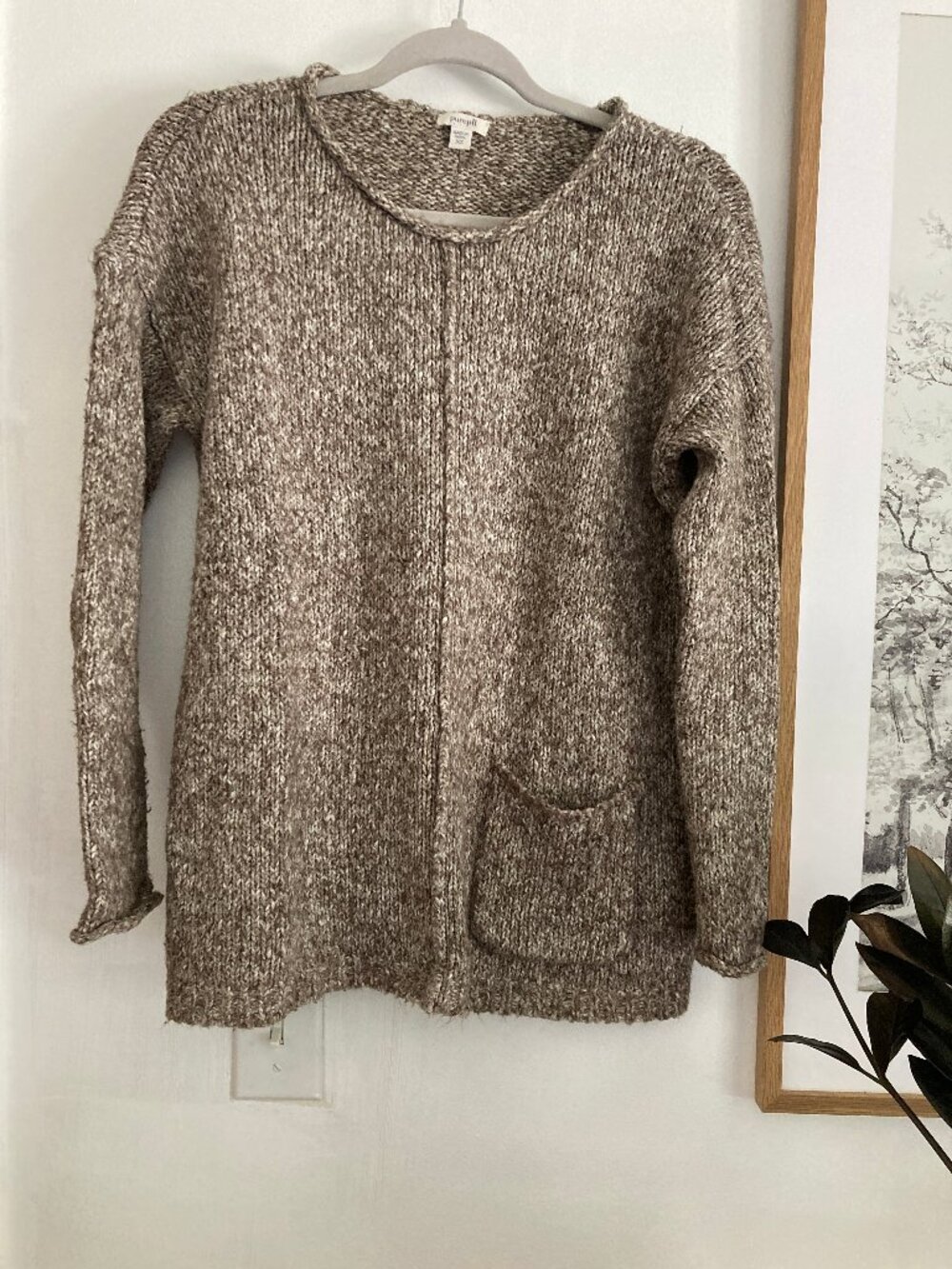 Purejill by J. Jill Front Pocket Sweater Grey/Tan Size XS